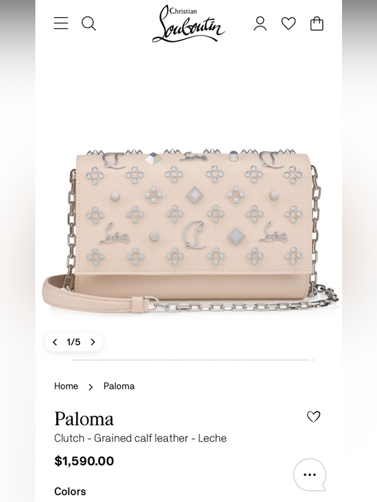 Christian Louboutin Handbags - Christian Louboutin Paloma Clutch in Leche Beige with Silver Studs